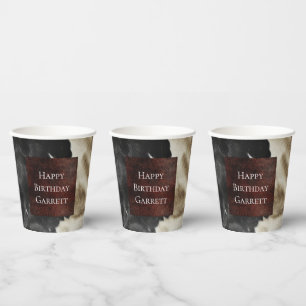 Vasos De Papel Piel de vaca Black Champagne Gold