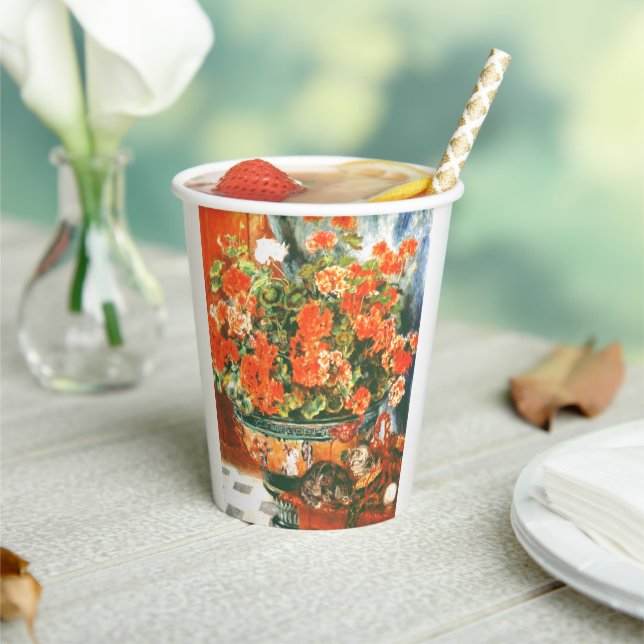 Vasos De Papel Pierre-Auguste Renoir Geraniums And Cats (in situ)