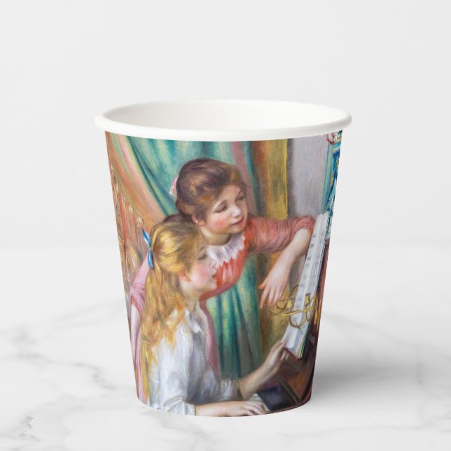 Vasos De Papel Pierre Auguste Renoir - Jóvenes Chicas en el piano (Anverso)