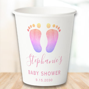 Vasos De Papel Pies de bebé rosados Baby Shower