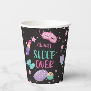 Vasos De Papel Pijamada fiesta de dormir rosa morado papel para p