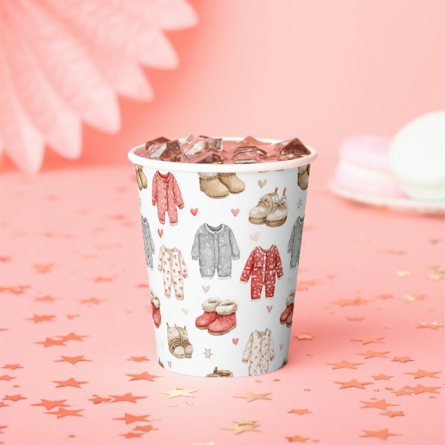 Vasos De Papel Pijamas acogedores patrón boho baby shower (in situ)