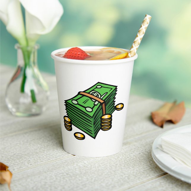 Vasos De Papel Pila de efectivo con moneda (Subido por el creador)