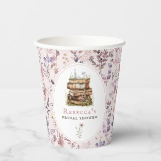 Vasos De Papel Pila de libros ducha de novia acuarela