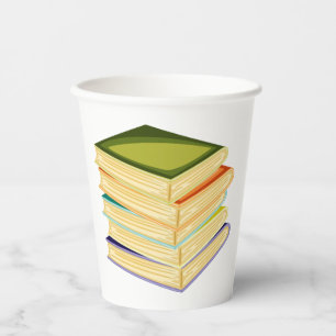 Vasos De Papel Pila de libros Lover Art y Leer libros