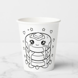 Vasos De Papel Pila de panqueques kawaii para colorear