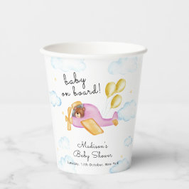 Vasos De Papel Pilot Teddy Bear Balloon Airplane Baby Shower 