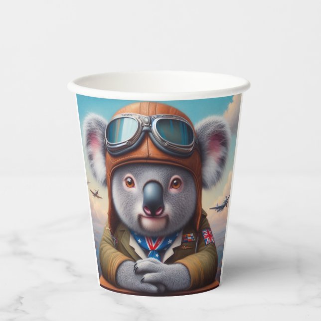 Vasos De Papel Piloto de avión de Koala (Anverso)