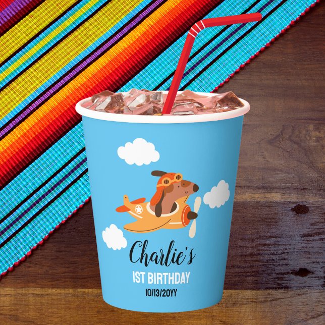 Vasos De Papel Piloto de perro avión volador, niños aburridos cum (Subido por el creador)