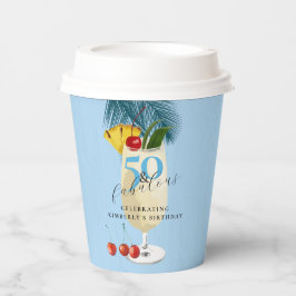 Vasos De Papel Pina Colada Cherry Cocktail 50 cumpleaños