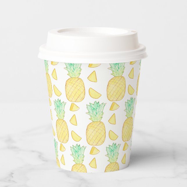 Vasos De Papel Piña de acuarela tropical (Anverso)