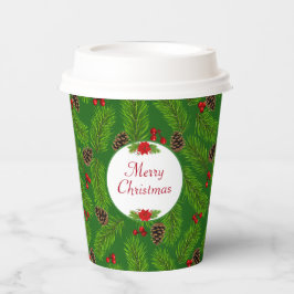 Vasos De Papel Piñas de Navidad personalizadas y bayas