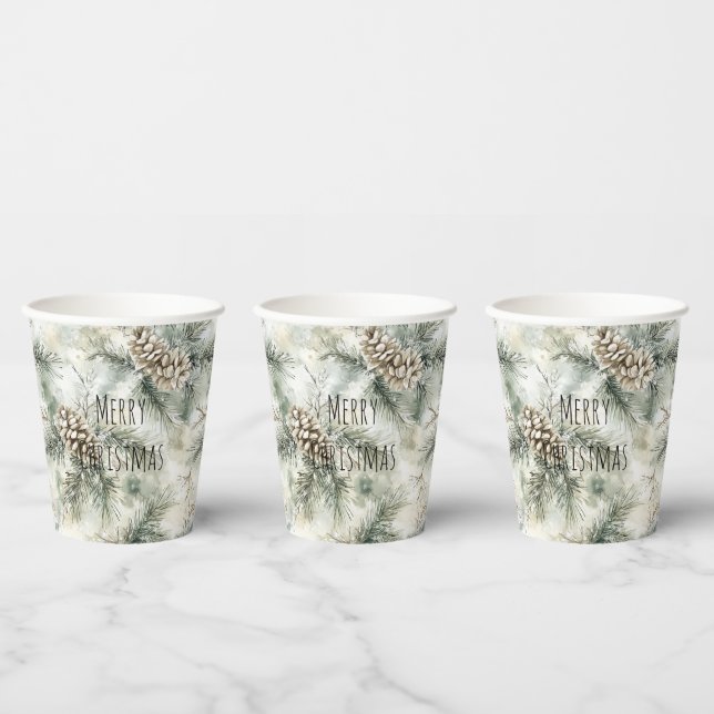Vasos De Papel Piñas Verdes de Navidad (Multi)