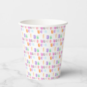 Vasos De Papel Pincel Arcoíris Acuarela Trazo Pintado a Mano  