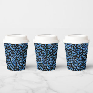 Vasos De Papel Pinceles de color de agua Shibori azul sobre negro