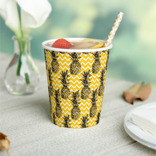 Vasos De Papel Pineapple Zigzags