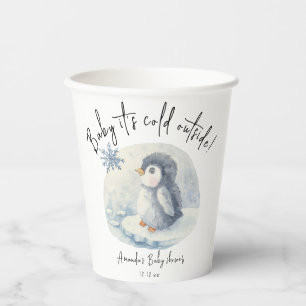 Vasos De Papel Pingüino Ártico lindo - bebé hace frío afuera
