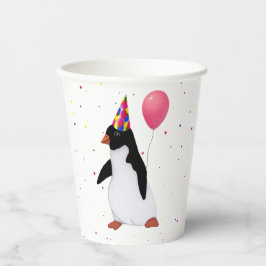 Vasos De Papel Pingüino Con Globo Rosa