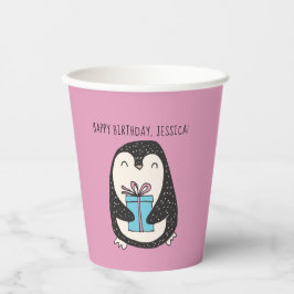 Vasos De Papel Pingüino con un actual periódico de cumpleaños per