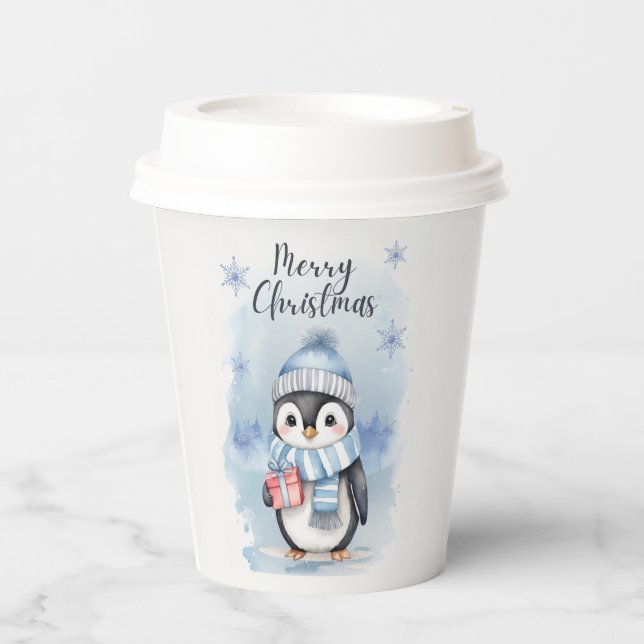 Vasos De Papel Pingüino Cute 2 (Anverso)