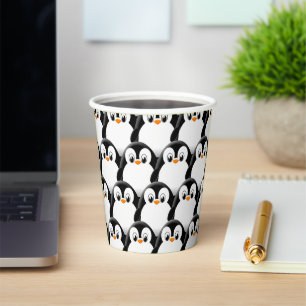 Vasos De Papel Pingüino De Grasa En Todo El Patrón De Impresión