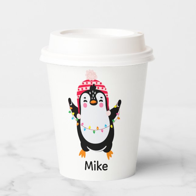 Vasos De Papel Pingüino torbellino con luces Navidades (Anverso)