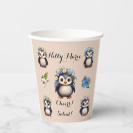 Vasos De Papel Pingüinos con el nombre de Salud Bilingüe