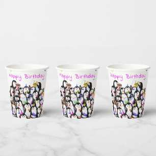 Vasos De Papel Pingüinos Copas de papel de fiesta de cumpleaños -