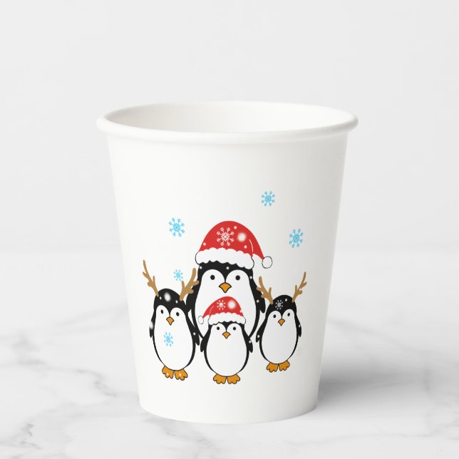 Vasos De Papel Pingüinos de vacaciones de invierno (Anverso)
