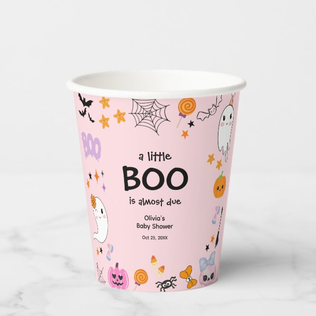 Vasos De Papel Pink A Little Boo Cuo Fantasma Baby Shower (Anverso)