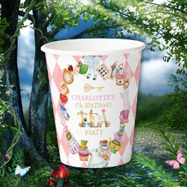 Vasos De Papel Pink Alice in Wonderland 5th birthday