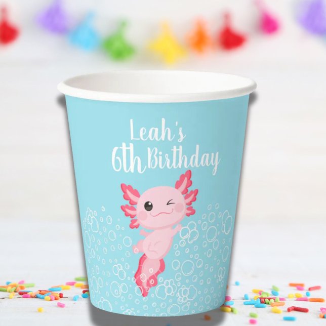 Vasos De Papel Pink and Blue Axolotl Birthday Party Paper cup (Subido por el creador)