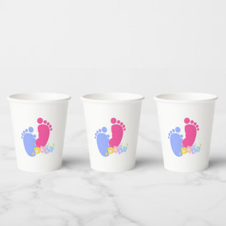 Vasos De Papel Pink and Blue Baby Footprints