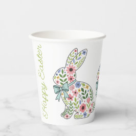 Vasos De Papel Pink and Blue Wildflower Easter Rabbits