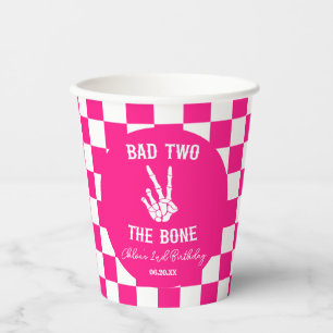 Vasos De Papel Pink Bad Two The Bone Skeleton Segundo Fiesta de C