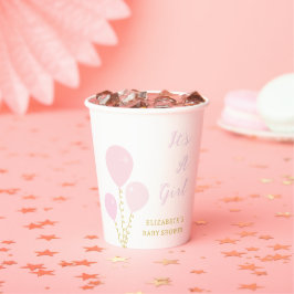 Vasos De Papel Pink Balloons Girl Baby Shower