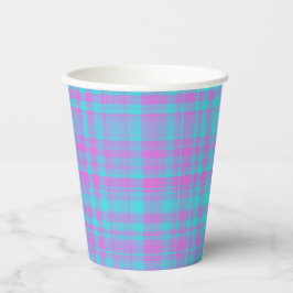 Vasos De Papel Pink Blue Purple Plaid Pattern