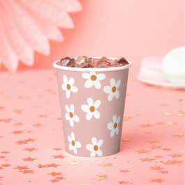 Vasos De Papel Pink Boho Daisy Birthday Party
