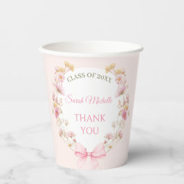 Vasos De Papel Pink Boho Wildflowers Graduation Party