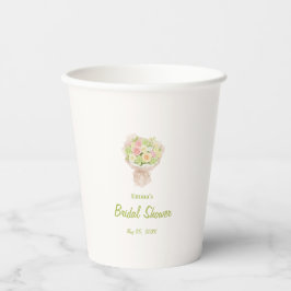 Vasos De Papel pink bouquet Bridal Shower