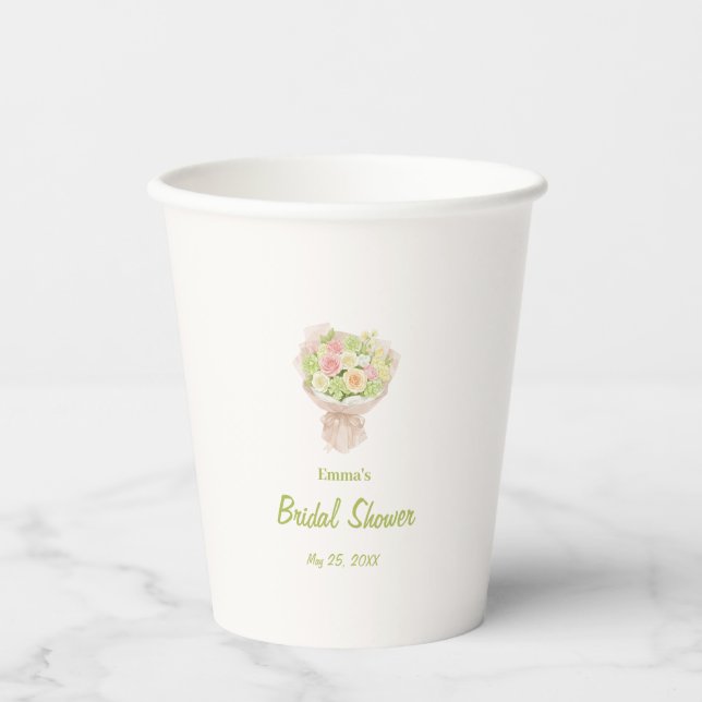 Vasos De Papel pink bouquet Bridal Shower (Anverso)