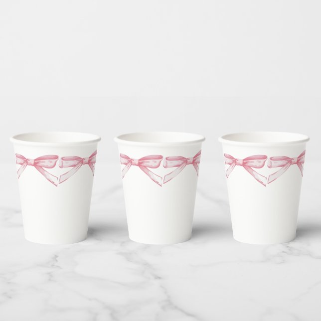 Vasos De Papel Pink Bow (Multi)