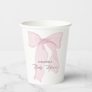 Vasos De Papel Pink Bow Coquette Baby Shower