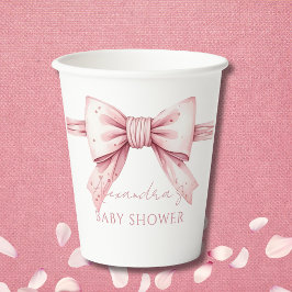 Vasos De Papel Pink Bow Coquette Baby Shower