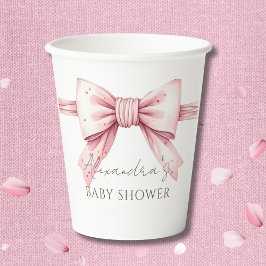 Vasos De Papel Pink Bow Coquette Baby Shower