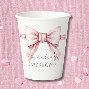 Vasos De Papel Pink Bow Coquette Baby Shower