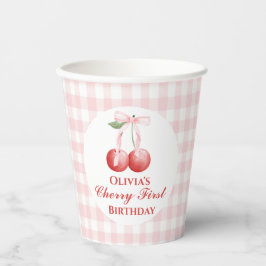 Vasos De Papel Pink Bow Gingham