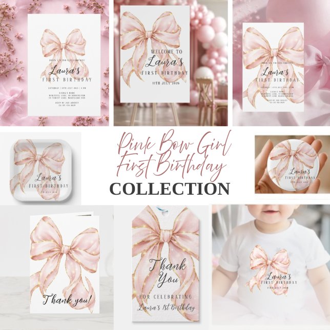Vasos De Papel Pink Bow Girl First Birthday Party  (Subido por el creador)