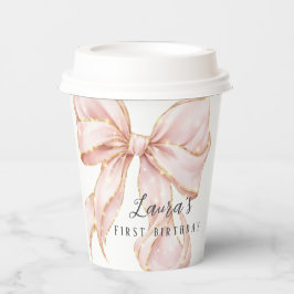 Vasos De Papel Pink Bow Girl First Birthday Party 