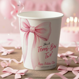 Vasos De Papel Pink Bow Girls 2nd Birthday Party Terrible Two